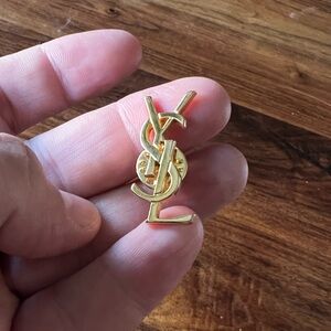 Yves Saint Laurent Gold Logo Brooch